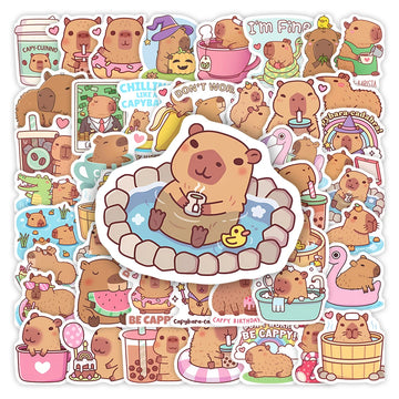 sticker adhésif dessin animé animal mignon motifs simples capsules banane pastèque transparent waterproof vinyl