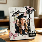 Cadre photo graduation diplômes papillons rubans rose class 2026 congrats end clips moderne chambre