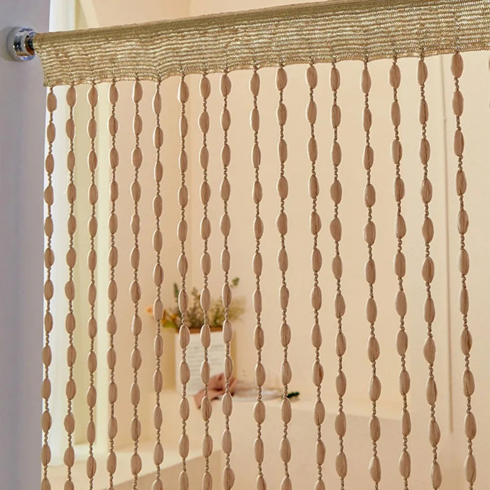 rideau bohème semi transparent polyester beige clair blanc rustique 100x200cm