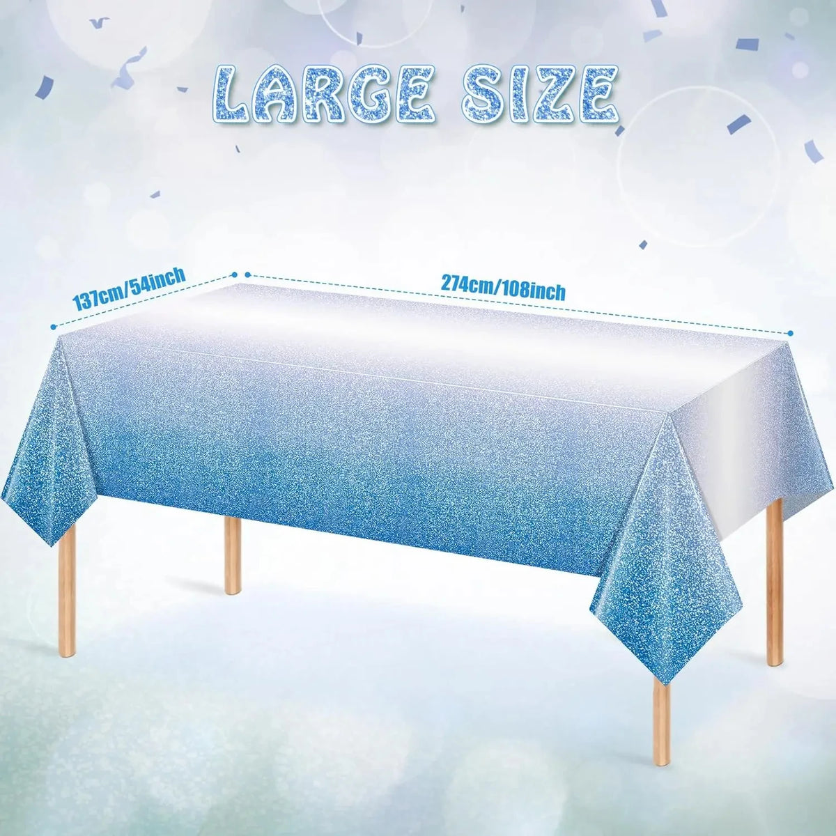 nappes pailletées bleu dégradé fêtes anniversaires mariages noëls lot plastique