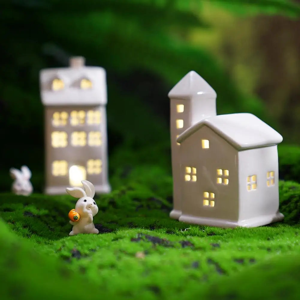 Décoration rustique de Noël maisons céramique blanc