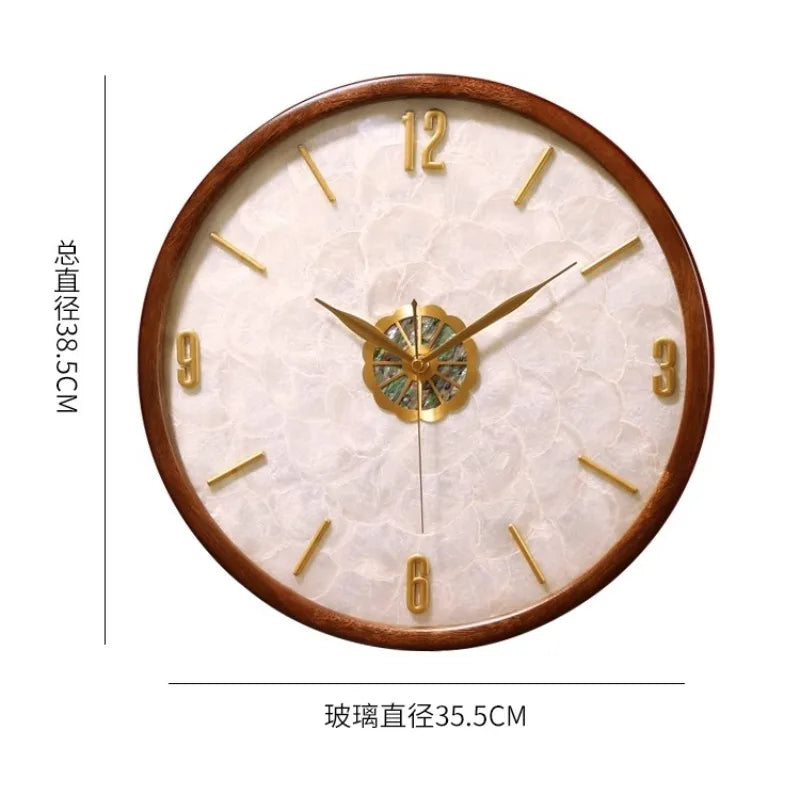 horloge murale moderne décoration salon marbre floral transparent numérique aiguille bois doré