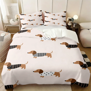 parure lit enfant microfibre motif chien mignon housse couette taies oreiller chambre