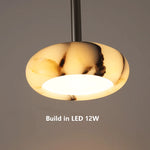suspension lumineuse moderne pierre marbrée veines argentées semi translucide led 12w chambre salon