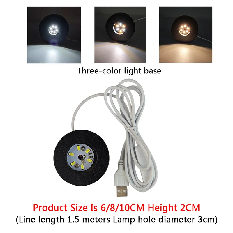 base lumineuse noire texture arbre moderne 6cm 8cm 10cm télécommande câble usb adhésif multi