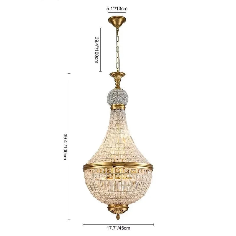 Suspension lumineuse cristal doré classique transparente salon chambre d'hôtel LED 2000 82000 lumens