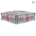coussin sol orange bleu ethnique motifs floraux traditionnels carreaux coton polyester