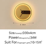 applique murale moderne horloge LED contemporain éclairage quotidien noir doré fixée mur