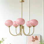 lustre moderne rose doré sphères brillantes opalescent semi encastré led