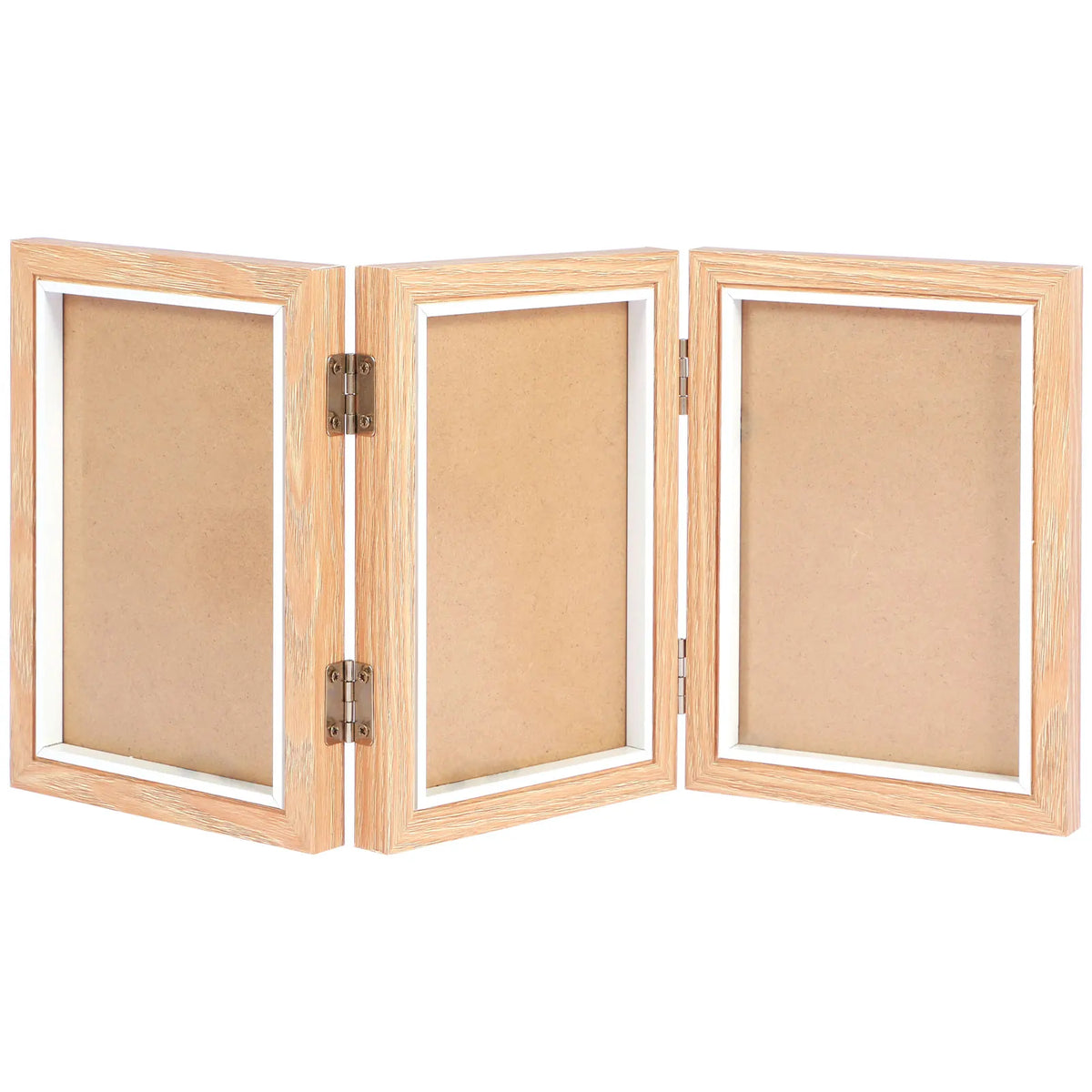 cadre photo pliable triple verre transparent charnières modernes noir bois clair minimaliste