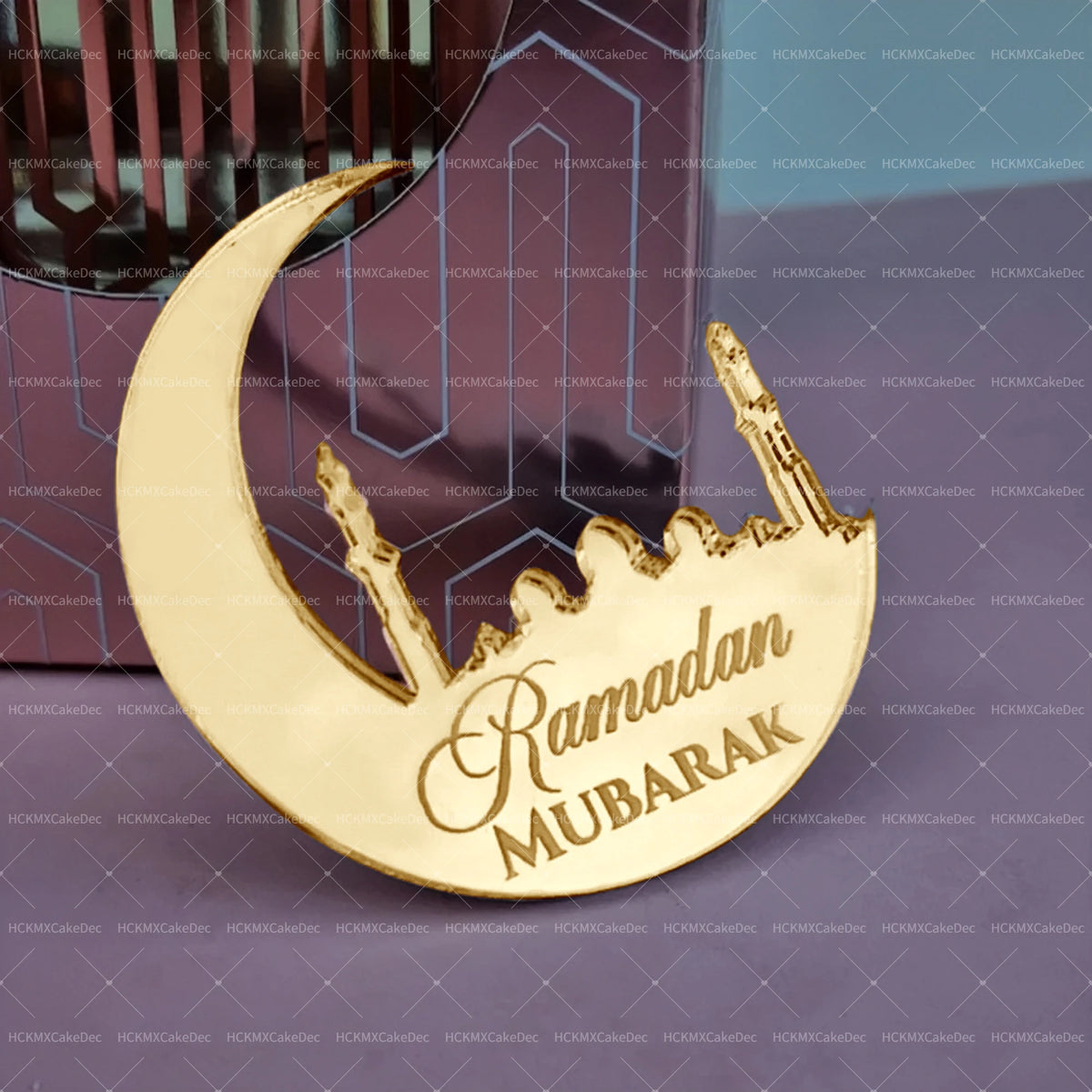 décoration fête médaille or lune minarets ramadan eid mubarak festif élégant acrylique