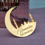 décoration fête médaille or lune minarets ramadan eid mubarak festif élégant acrylique