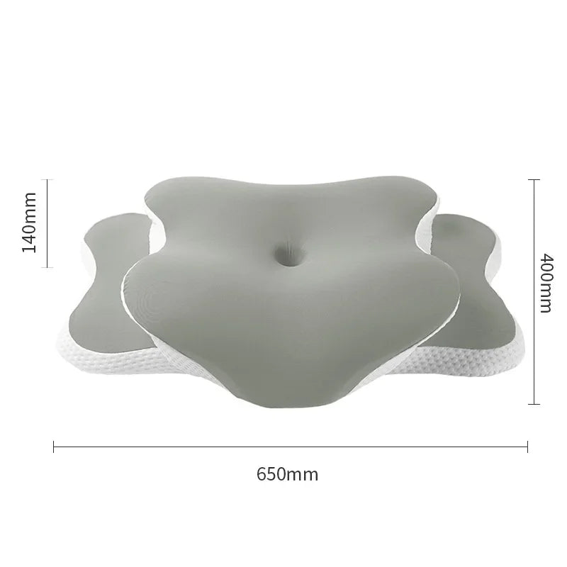 oreiller ergonomique soie glacée mousse mémoire forme soulagement cou patchwork bleu jaune blanc moderne