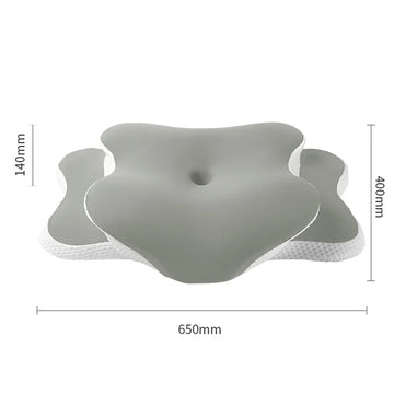 oreiller ergonomique soie glacée mousse mémoire forme soulagement cou patchwork bleu jaune blanc moderne