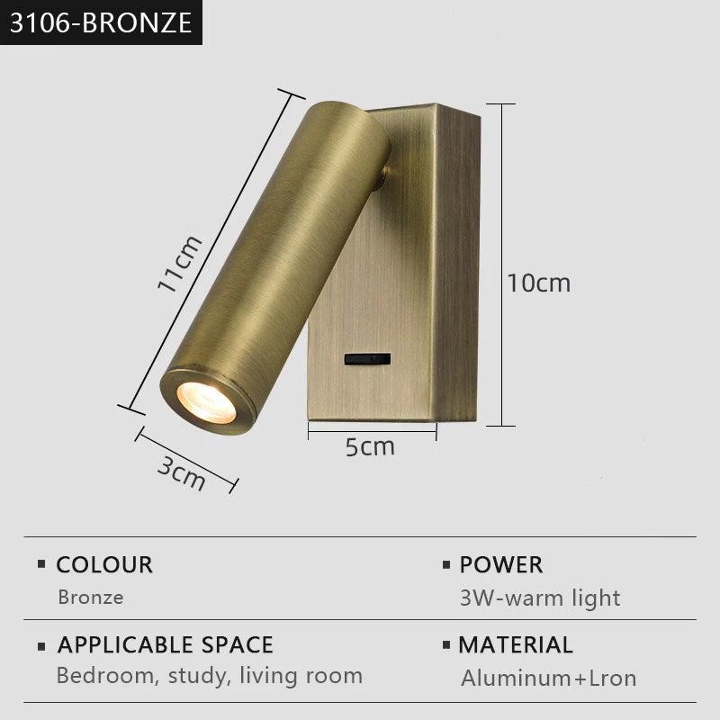 appliques murales led modernes réglables chambre salon entrée luminaire minimaliste rotation inclinaison bras orientable
