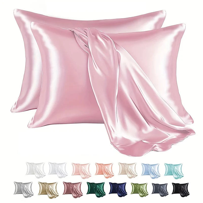 protège oreiller satin rose clair beige doré noir moderne élégant literie anti allergie coton