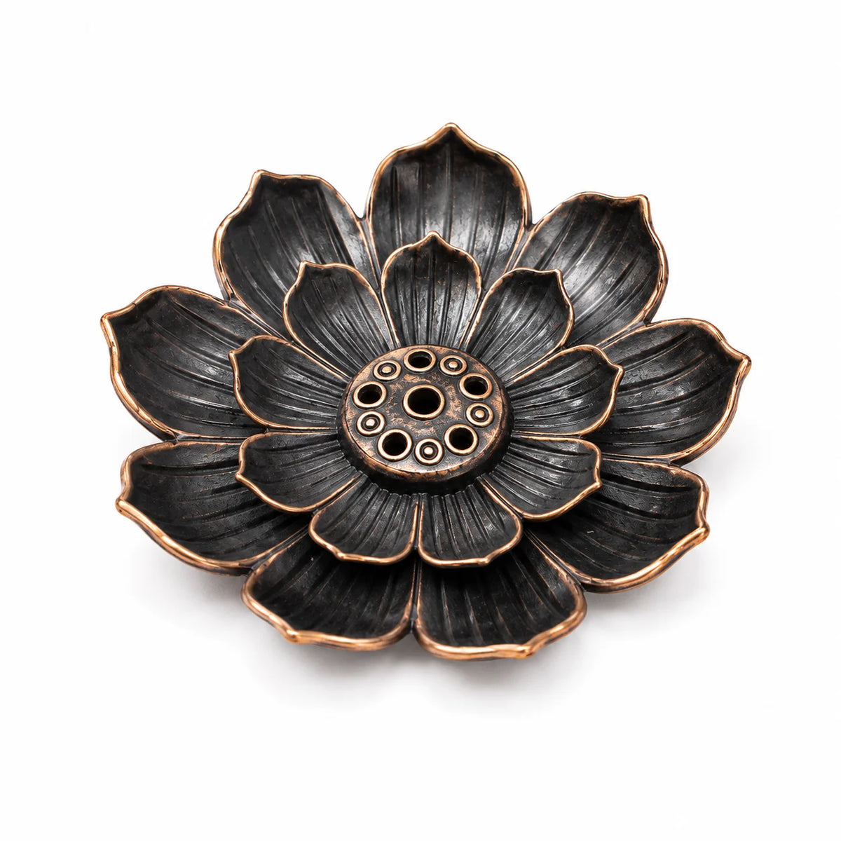 porte encens lotus sculpté bronze zen décoration intérieure aromathérapie bâtonnets encens vase céramique bougie