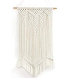 tapisserie macramé boho chic beige motifs géométriques franges moderne suspension maison