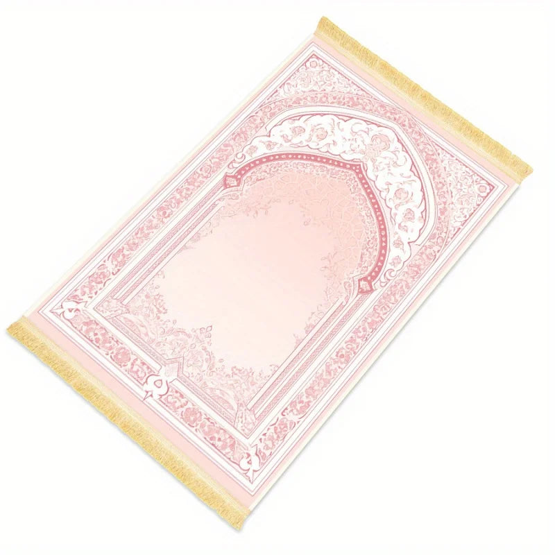 tapis rose clair ornements floraux arches décoratives classique résistant décoloration usage intérieur extérieur
