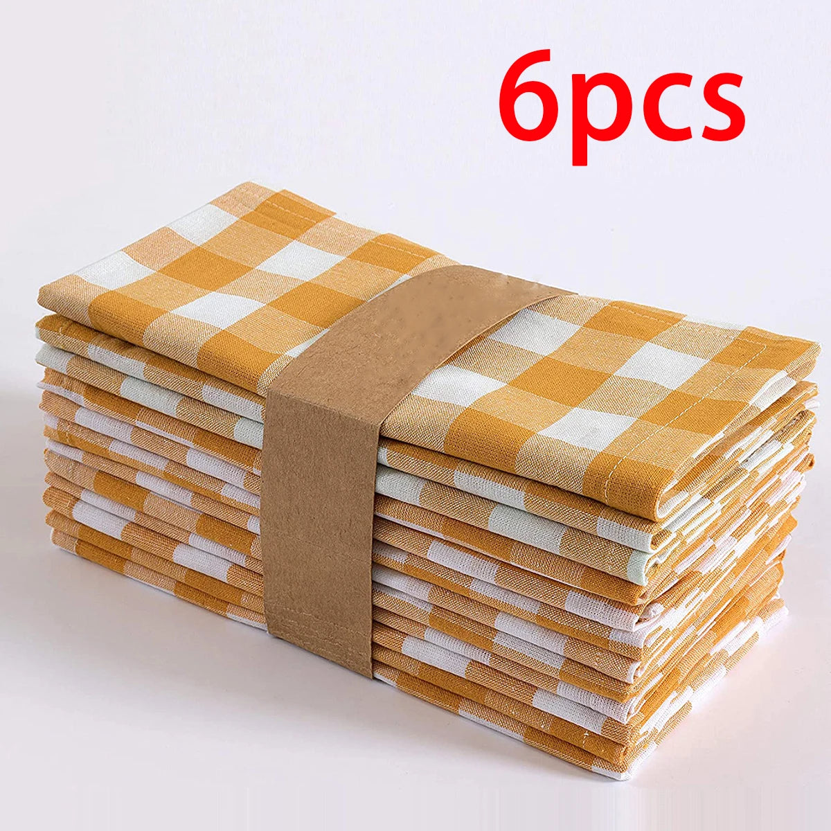 serviettes carreaux rose blanc rouge orange jaune beige clips métalliques table restaurant pack six