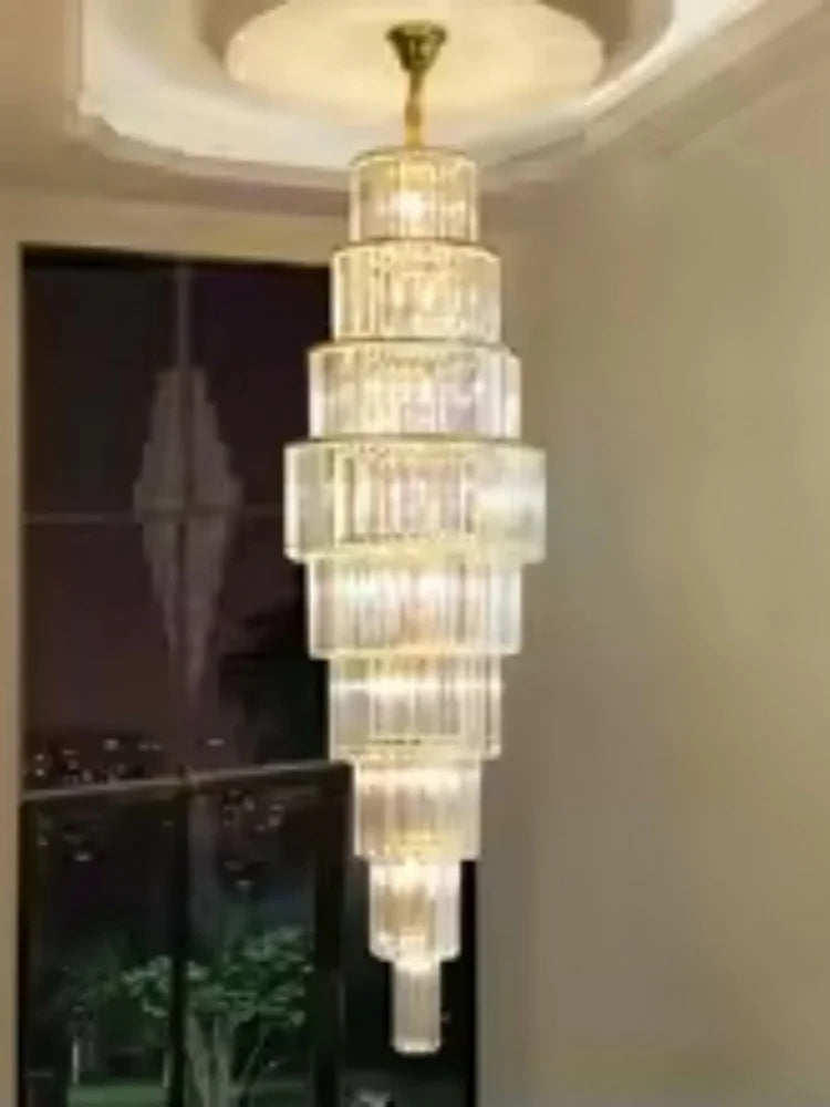 lustre cristal moderne doré suspensions salon élégant lumière chaude grande lampe décorative