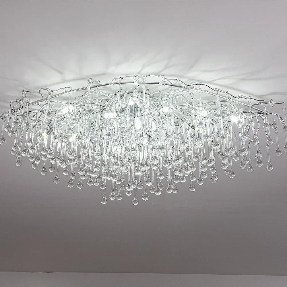 plafonnier led moderne cristaux transparents argentés élégants éclairage intérieur nordique suspension