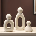 sculptures abstraites modernes minimalistes trois pièces décoration intérieure beige texturée minimaliste