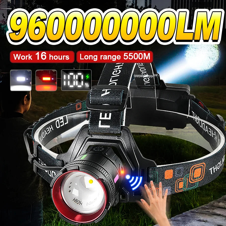 lampe frontale led rechargeable étanche mode chasse pêche randonnée camping ultrabrillante