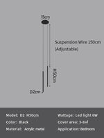 lampe suspension moderne noir lisse opaque 4000K 3000K 6000K chambre salon