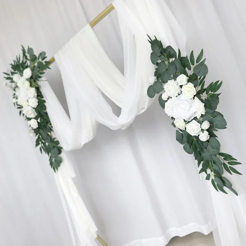 arche décoration mariage rose blanche vert eucalyptus romantique intérieurextérieur 90x55cm 75x30cm