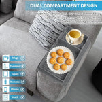 plateau silicone gris rainuré moderne plateau accoudoir canapé rangement tasses collations télécommande