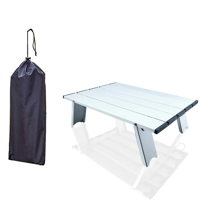 table pliante extérieure aluminium minimaliste moderne rectangle striée portable sac transport