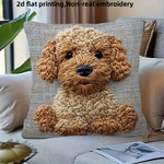 housse coussin chien cartoon beige marron polyester carré lit canapé décoration maison