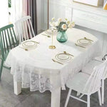 nappe table imperméable brodée dentelle blanche classique blanc bleu violet réutilisable maison