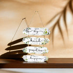 décoration murale bois rustique motifs végétaux feuilles branches inspirant motivant panneau suspendu corde sweet