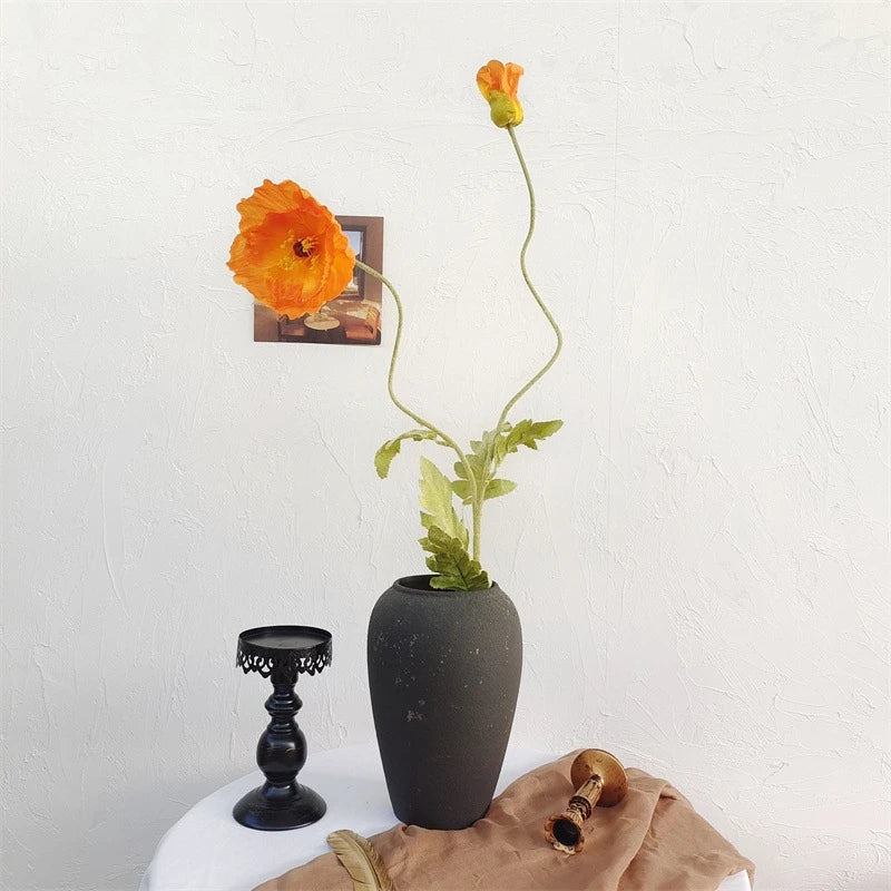 bouquet fleurs artificielles poppies blanc jaune rose decoration maison exterieur 105cm moderne