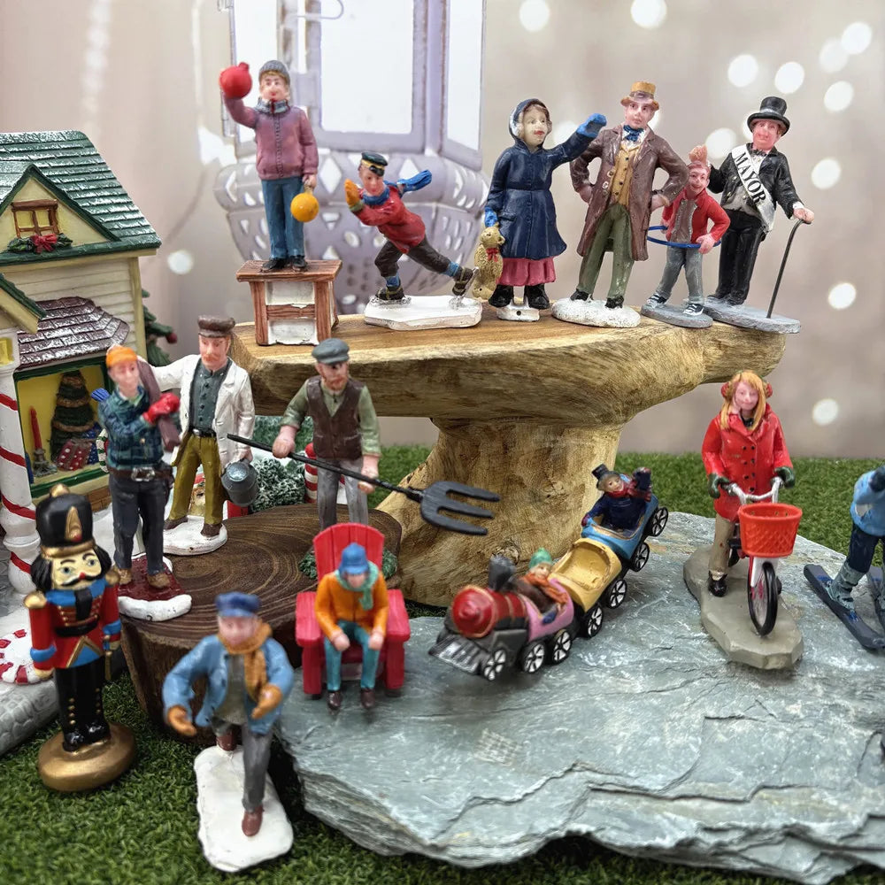 figurines miniatures rouge bleu noir beige vert marron classiques adhésives jouets