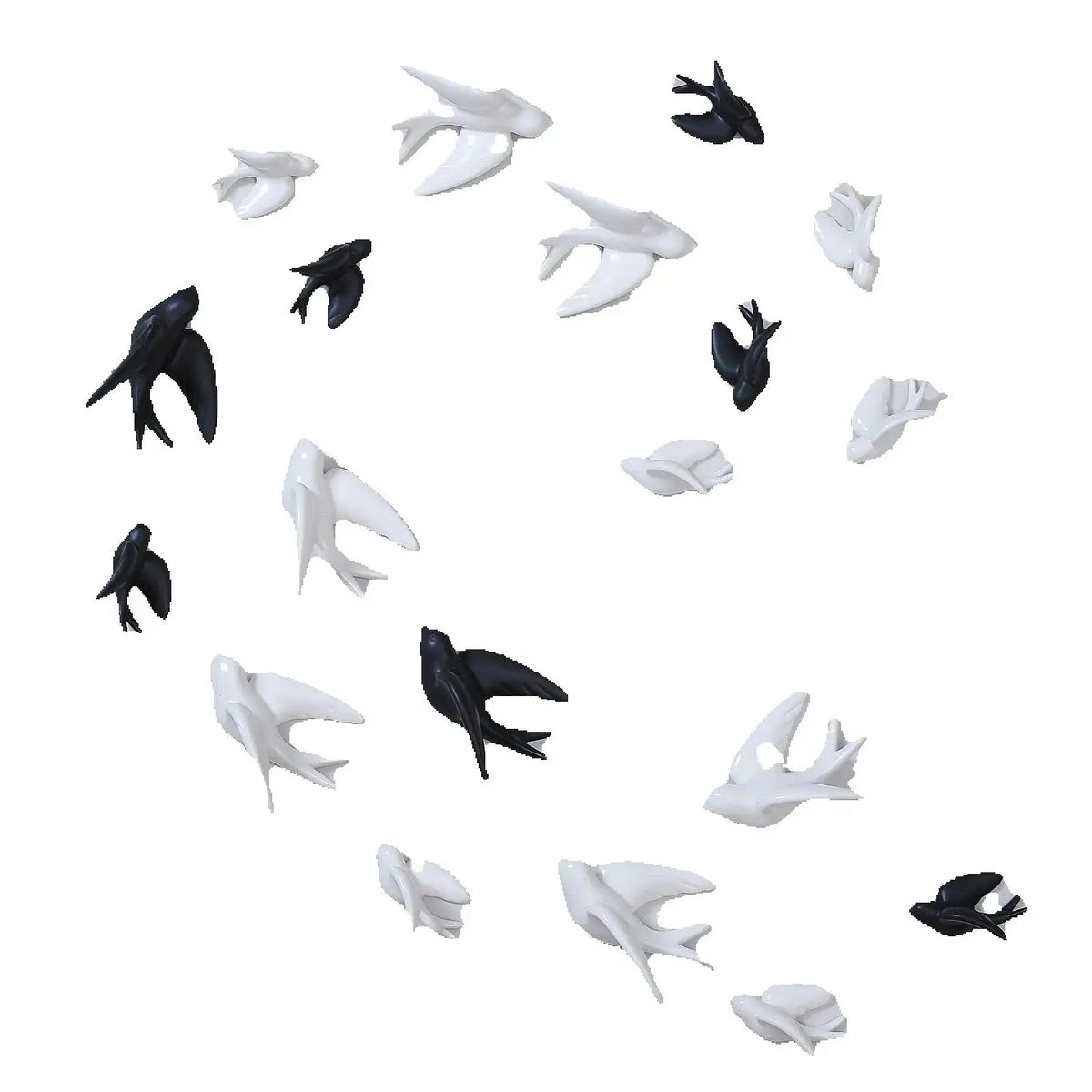 décorations murales oiseaux céramique blanc noir modernes minimalistes opaques eyelets suspension