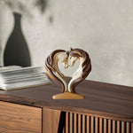 ornement décoration table chevaux forme cœur sculpture métal beige marron artistique moderne