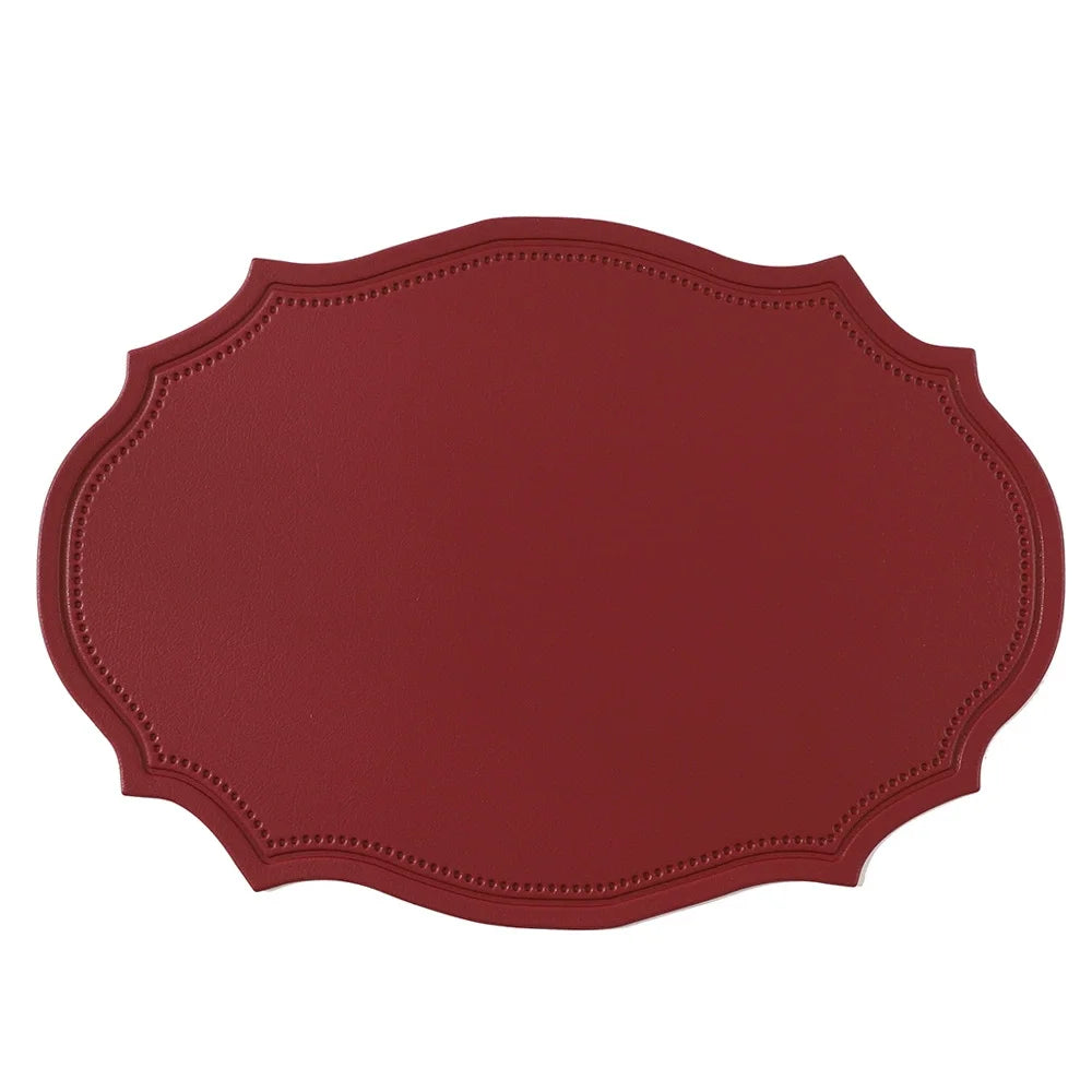 tapis table moderne bleu vert orange gris marron cuir bordure ornée respectueux environnement