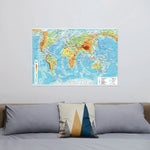 carte monde russe bleu orange vert géographique éducative mur 150x100cm fixée salon chambre