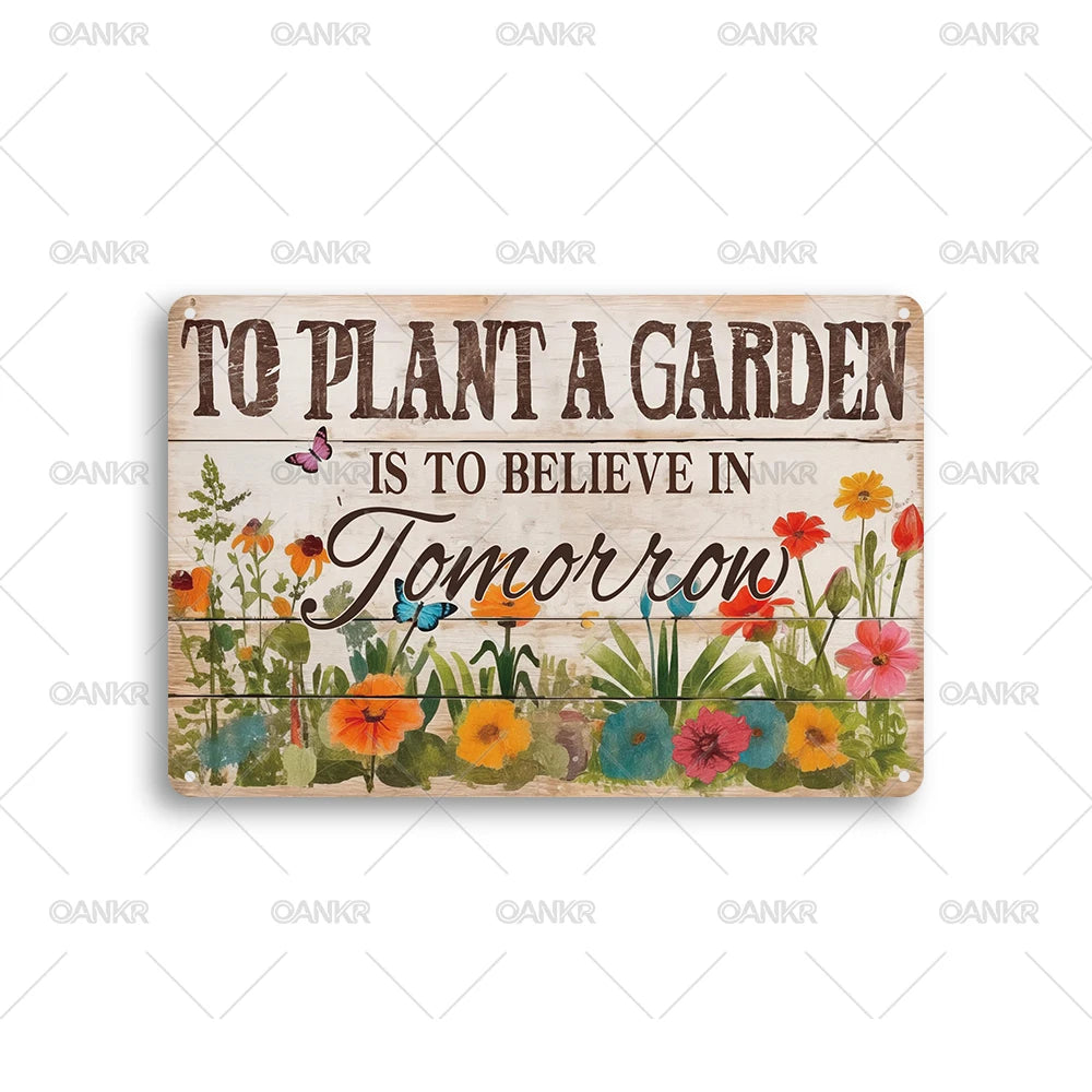 décoration murale vintage plaque métal fleurs papillons bois rétro nostalgieintérieur extérieur
