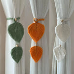 rideau boho feuilles coeur tissage main blanches couleurs variées transparent artisanal