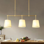 suspension lumineuse moderne lampes or beige tissu uni métal doré 82cm 70 92cm