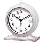 horloge vintage marron foncé cadran blanc aiguilles métalliques alarme quartz rechargeable brillant chambre salon