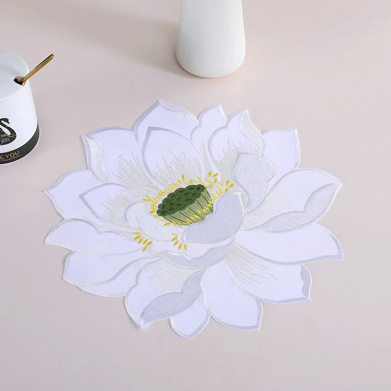 serviettes table orange rose vert rouge moderne fleuries coton polyester variante blanc