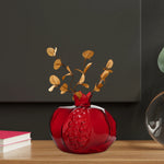 vase verre rouge grenade moderne arrondi gravures intérieur fleurs séchées table decoration