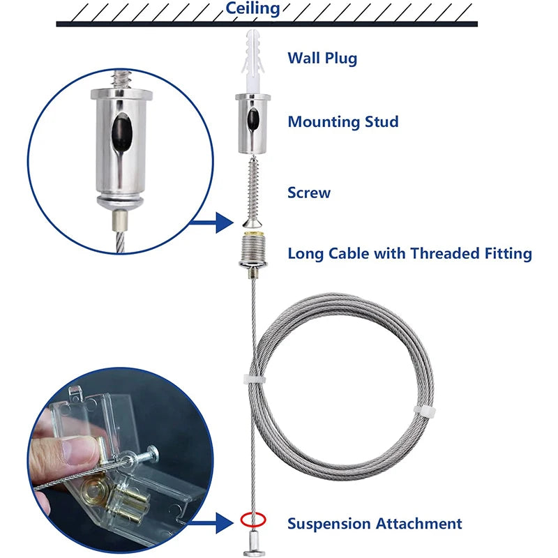 Câble de suspension réglable pour plafonnier avec finition dorée