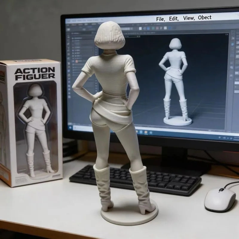 figurine anime western girl blanc sculpteur decor moderne peindre soi même decoration