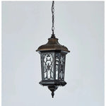 lampe suspendue art déco noir doré motifs floraux verre opalin led extérieure aluminium